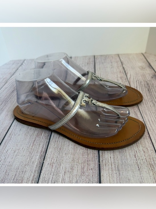 Tory Burch Shoes - Tory Burch Silver T-Strap Sandals 9